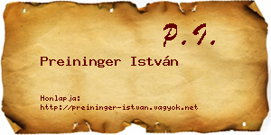 Preininger István névjegykártya